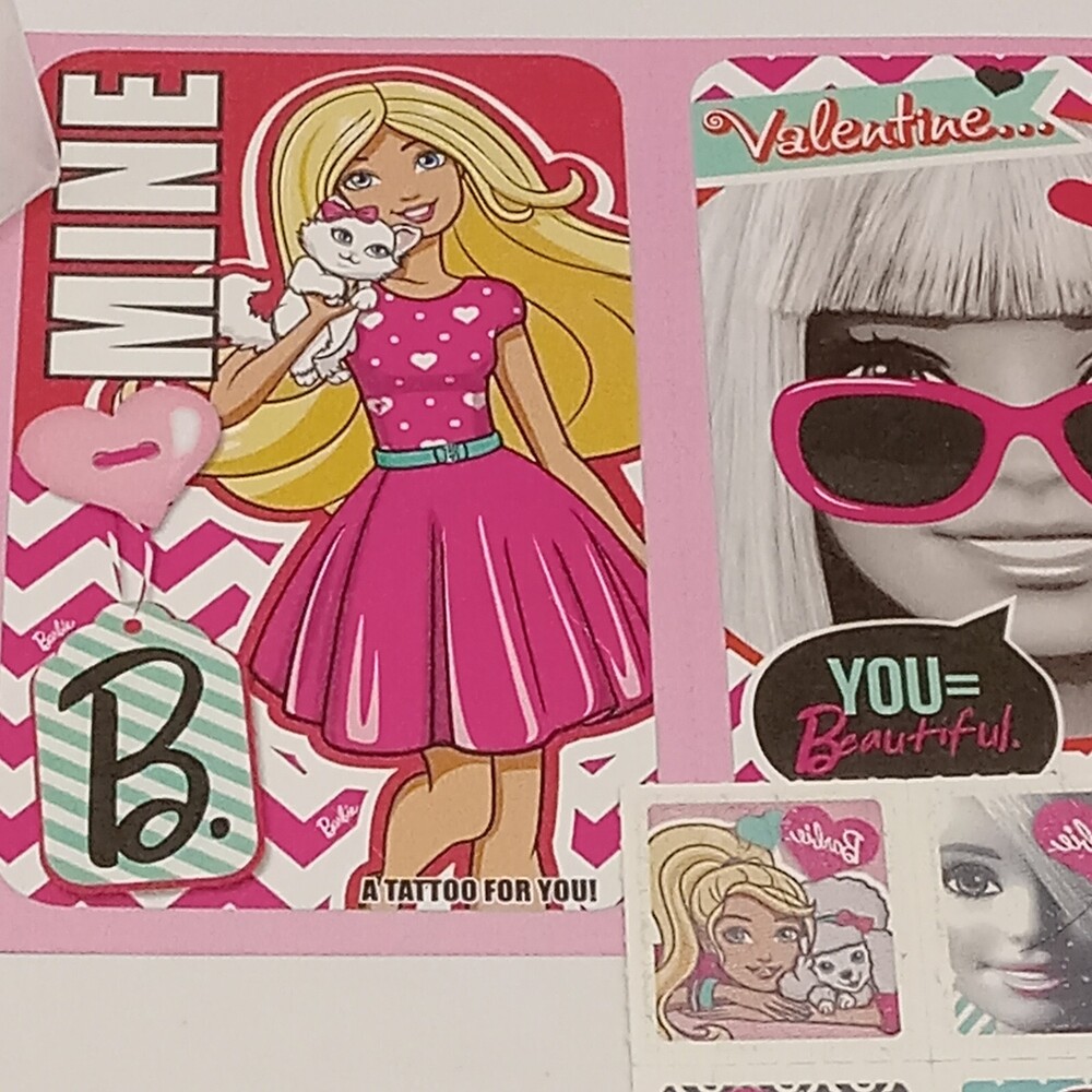 BARBIE Pink Valentine 38 CARDS Mixed Lot 1991 1992 2015 Tattoos Stickers